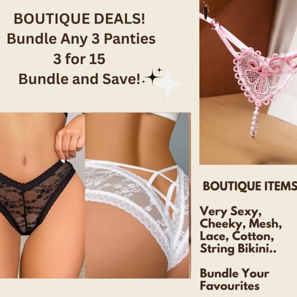 3/$15 Black Seamless Scalloped Panties Invisible Women's Briefs Underwear - Picture 2 of 6